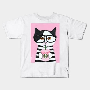 Kitty Loves The Pink Drink Kids T-Shirt